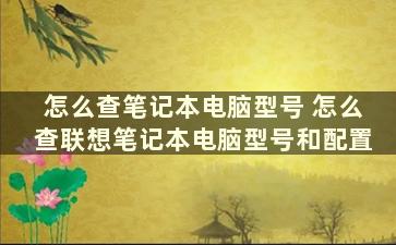 怎么查笔记本电脑型号 怎么查联想笔记本电脑型号和配置